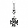 Piercing nombril gothique 42 - Crane sur croix de malte