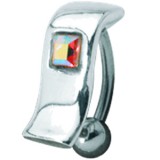 Piercing nombril inversé 02 - rectangulaire strass aurora
