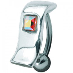Piercing nombril inversé 02 - rectangulaire strass aurora