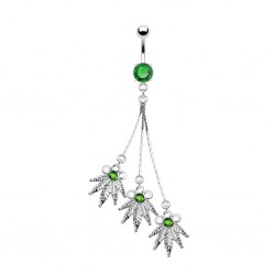 Piercing nombril cannabis 21 - Trois feuilles pendantes