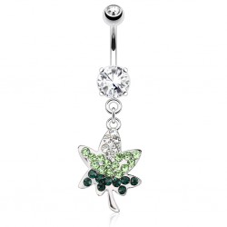 Piercing nombril cannabis 22 - Multiples strass verts