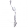 Piercing nombril pendentif ligne de strass deluxe (D31)