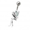 Piercing nombril fée 14 - Ailes strass bleu-clair