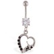 Piercing nombril gothique 55 - Crane en forme de coeur