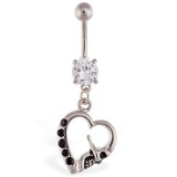 Piercing nombril gothique 55 - Crane en forme de coeur