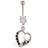Piercing nombril gothique 55 - Crane en forme de coeur
