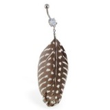 Piercing nombril plume 06 - Noire avec des points blancs