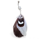 Piercing nombril plume 07 - Plume noire, blanche et multicolore