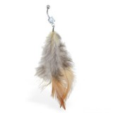 Piercing nombril plume 08 - Deux plumes crèmes et marrons