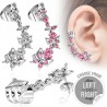 Boucle contour d'oreille 08 - Fleurs et papillons multistrass
