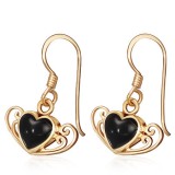 Boucles en bronze 03 - Coeur onyx