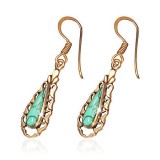 Boucles en bronze 04 - Goutte turquoise