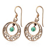 Boucles en bronze 05 - Cercle et turquoise