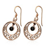 Boucles en bronze 06 - Cercle et onyx