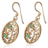 Boucles en bronze 09 - Ovale turquoise