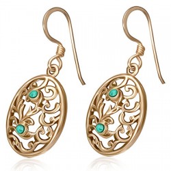 Boucles en bronze 09 - Ovale turquoise