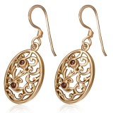 Boucles en bronze 10 - Ovale agate rouge