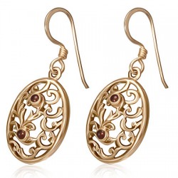 Boucles en bronze 10 - Ovale agate rouge