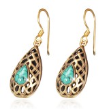 Boucles en bronze 11 - Goutte turquoise