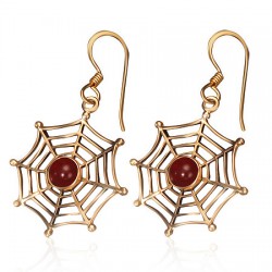 Boucles en bronze 19 - Toile agate rouge