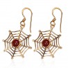 Boucles d'oreilles en bronze 19 - Toile agate rouge