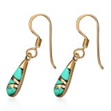 Boucles en bronze 21 - Goutte turquoise
