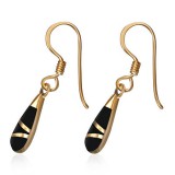 Boucles en bronze 22 - Goutte onyx