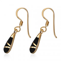 Boucles en bronze 22 - Goutte onyx