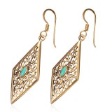 Boucles en bronze 23 - Losange turquoise