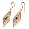 Boucles d'oreilles en bronze 24 - Losange onyx