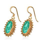 Boucles en bronze 25 - Ovale turquoise