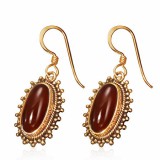 Boucles en bronze 26 - Ovale agate rouge