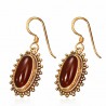 Boucles d'oreilles en bronze 26 - Ovale agate rouge