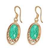 Boucles en bronze 27 - Ovale turquoise