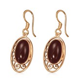 Boucles en bronze 28 - Ovale agate rouge