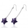 Boucles d'oreilles crochets en acier 13 - Cristal étoile violette