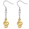 Boucles d'oreilles crochets en acier 15 - Clé de sol gold-ip