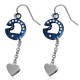 Boucles d'oreilles crochets en acier 38 - Cercle bleu et coeur