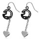 Boucles d'oreilles crochets en acier 39 - Cercle noir et coeur