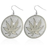 Boucles d'oreilles crochets en acier 48 - Feuille de cannabis