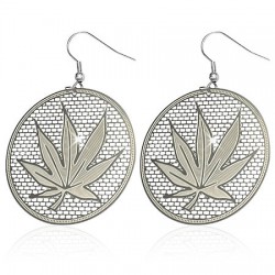 Boucles d'oreilles crochets en acier 48 - Feuille de cannabis