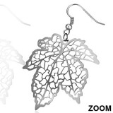 Boucles d'oreilles crochets en acier 50 - Feuille creuse