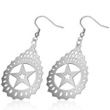 Boucles d'oreilles crochets en acier 51 - étoile dans beau cercle