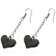 Boucles d'oreilles crochets en acier 57 - Coeur B noir avec croix et texte