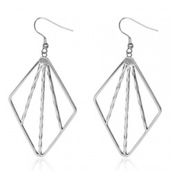 Boucles d'oreilles crochets en acier 63 - Grand losange