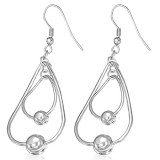 Boucles d'oreilles crochets en acier 64 - Deux boules