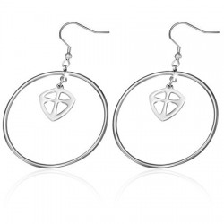 Boucles d'oreilles crochets en acier 67 - Cercle et bouclier
