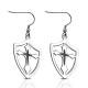 Boucles d'oreilles crochets en acier 83 - Croix dans bouclier