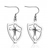Boucles d'oreilles crochets en acier 83 - Croix dans bouclier