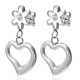 Boucles d'oreilles clous pendants 01 - Coeur et fleur